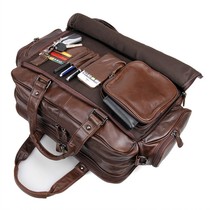 European and American retro leather mens large capacity portable shoulder bag official document computer business first layer cowhide personality mens bag