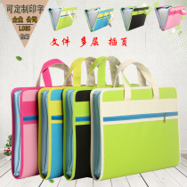 File bag multi-layer A4 student folder insert paper clip Korean hipster storage folder canvas bag