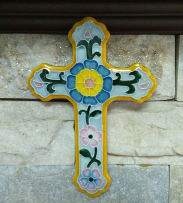 Catholic Ceramic wall Cross pattern European pendant Ceramic Arts & Crafts Fellowship Gifts