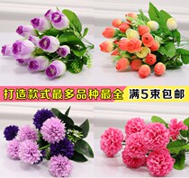 Single bunch of simulated roses Hydrangea plastic fake flowers single bouquet living room bedroom decorative flowers placed silk flowers special price