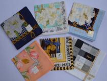 Japanese cotton womens handkerchief Elegance Dog bow Tulip lily illustration