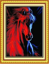 3D cross stitch printing Ice and Fire Black Horse to successful three-dimensional embroidery living room New