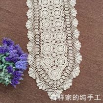 Handmade crochet crochet sideboard cover cotton lace woven American tablecloth open table flag multi-size