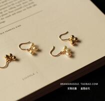 Exquisite small beautiful natural freshwater pearl Rice beads American 14K gold small golden bean cute earrings earrings