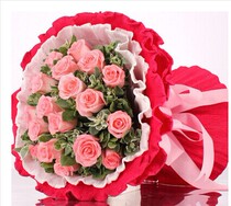 Pink Rose 19 Bouquet Flowers Shanghai Express Jingan Luwan Huangpu Flower Shop in the same city to send flowers