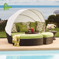 Outdoor furniture balcony garden imitation rattan rattan fashion leisure modern day bed beach shade double round bed rattan chair