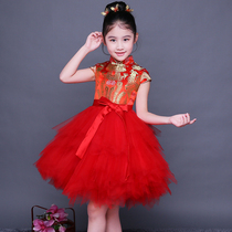 children's tang girl's cheongsam 2019 new summer chinese style children's clothing six one performance costume children's cheongsam princess dress