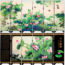  Antique lacquerware Antique small screen decoration ornaments Chinese characteristics gifts for foreigners gifts Lotus pond Qingqu