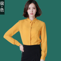 The new white chiffon shirt womens long sleeve Korean version of lapel collar Han fan shirt base coat