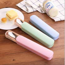 Creative stainless steel portable tableware two-piece set student cute chopsticks box spoon long handle fork set children travel