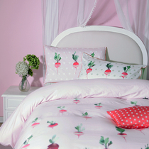 Blue platinum childrens cherry radish childrens bedding four-piece cotton cartoon print