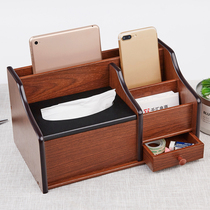 Retro wooden pen holder multifunctional desktop storage box tissue box remote control mobile phone business card box office gift