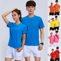 Quick-drying summer table tennis badminton suit suit mens and womens round neck sports gas row net table tennis short-sleeved clothes printed