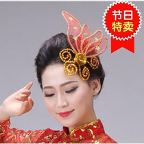 New floral headdress sequined flower stage performance headdress dance floral headdress Yangko suit floral headdress headdress folk dance flower