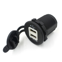 LED Blue 12-24V Auto Moto Dual USB Car Charger Adapter Socke