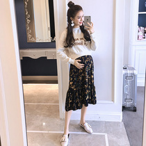 Pregnancy Woman Dress Spring Clothing 2019 New Tidal Moms Fashion Gestation Momo Fashion Gestation Fake Two Sweet and Dress Medium Long