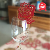 DIY personality rose name card English wedding wine glass insert card seat card decoration cardboard 50 pieces