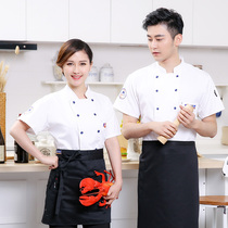 Chef uniform summer hotel restaurant chef uniform cake room noodle chef mens and womens overalls short sleeves