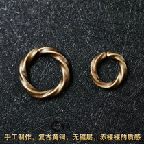 Ammerciarge retro cattle Artisanal Pure Brass Hemp Flowers Twist Key Rings Bronze Ring Creative men and women DIY accessories