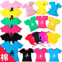  Children and girls Latin dance tops Girls and girls childrens dance childrens practice clothes yellow summer short-sleeved summer