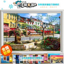 Adult 1000 pieces of wood puzzle 1500 educational toys European landscape oil painting decorative painting French street corner