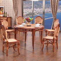 Fujiao round solid wood dining table 6 people use rattan round dining table rattan Art round table rattan art rattan small table