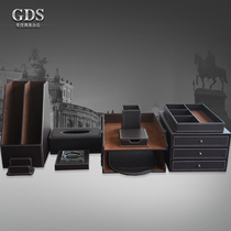 High-end Business Leather Office Supplies Suit Gift pen holder Desktop Cabinet Cabinet Desktop containing box Special price