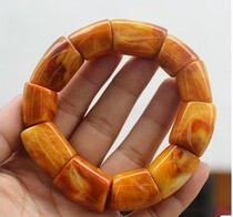 Natural old yellow beeswax hand Kushiro flower sallow amber hand row trapezoidal exquisite hand string mens and womens jewelry