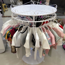 Wrought iron clothing rack Round rotating Nakajima hanger Floor-standing booth Childrens clothing store shelf display shelf