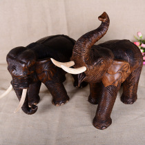 Thai crafts Southeast Asian wood carving feng shui ornaments living room porch Lucky Elephant Ornaments wood carvings