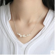 925 pure silver necklace woman short section lock bone chain design handmade silver decorated branches plum blossom art fresh and allergy