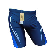 Junfei new mens long swimming trunks flat corner fashion five-point mid-waist hot spring swimming trunks swimming training conservative swimsuit