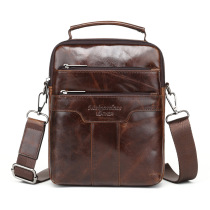 One shoulder genuine leather handmade mens bag head layer cowhide leisure bag crossbody retro bag backpack original oil wax leather ipad bag