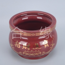 Ceramic xiao xiang lu cornucopia to ward off evil spirits and ceramic felicitous jin yu man tang beads old red lucky censer in his hand