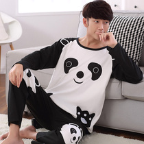 Spring and autumn youth pajamas male cotton long sleeve junior high school students pajamas mens home clothes summer cartoon set