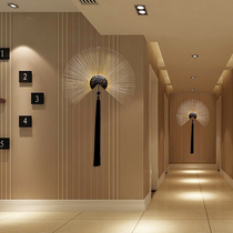 Chinese pendant Wrought iron wall wall background wall fan decoration Living room entrance wall hanging creative wall decoration