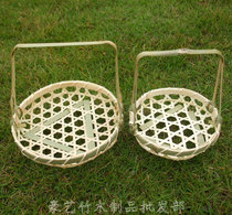 Bamboo craft basket fruit basket Bamboo basket basket dried fruit basket Hand-woven small bamboo basket portable basket decoration basket dried flower basket