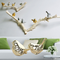 Natural branch three-dimensional wall decoration wall decoration creative modern home living room wall Wall Wall plating bird decoration