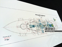 German Navy First World War Battleship Drawing Barbarossa (Top View) Poster Decorative Painting