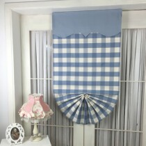 Simple American pastoral small fresh fabric lifting fan-shaped Roman curtain living room bedroom bay window lattice curtain
