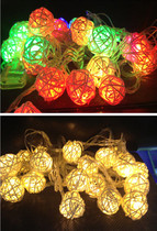 Thai rattan ball lights flashing lights rattan Christmas string lights small lanterns festival lights rattan ball string lights