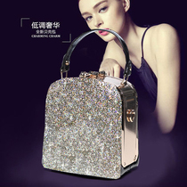Genuine socialite large capacity diamond rhinestone fashion shiny dinner bag Female banquet portable oblique cross chain dress bag