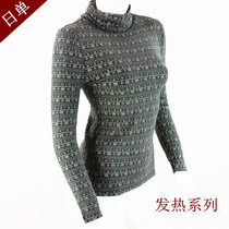 Cherry Blossom Home Foreign Trade Day Single Lady Style Autumn Winter High Collar Long Sleeve Beat Bottom Cardiovert Fever Warm Autumn Clothes Woman