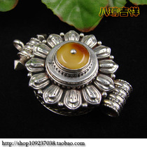 Nepal pure handmade 925 pure silver inlaid nectar wax gaga box amulet pendant pendant