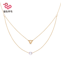 Zbird diamond bird 18K gold diamond pearl set chain-hot air balloon-akoya pearl chain-