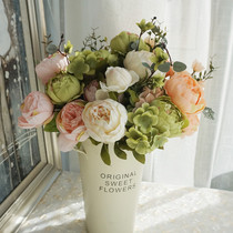 European-style high imitation flower peony fake flower retro home decoration for living room tea table table bunch rose hydrangea