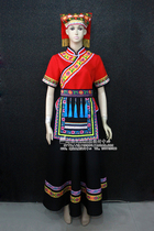 Qingyan national costumes tailor-made ethnic minority Yao red and blue two stage performance costumes women