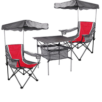 Outdoor leisure folding sunshade table and chair beach table and chair three-piece set crew sunshade chair sunshade fishing table and chair