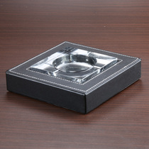 High-end business ashtray leather seat European creative office ornaments personalized crystal ashtray custom living room