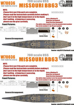 Hunters W70036 1700 US Navy BB-63 WOODEN DECK